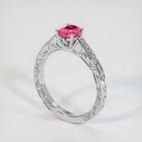 0.94 Ct. Reddish Pink Sapphire Ring, 18K White Gold 2
