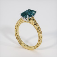 3.05 Ct. Bluish Green Sapphire Ring, 18K White & Yellow 2
