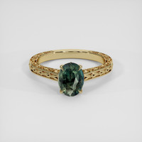 2.08 Ct. Bluish Green Sapphire Ring, 14K Yellow Gold 1
