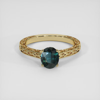 1.69 Ct. Greenish Blue Sapphire Ring, 14K Yellow Gold 1