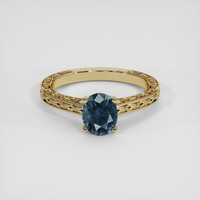 1.72 Ct. Greenish Blue Sapphire Ring, 14K Yellow Gold 1