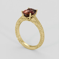 3.20 Ct. Pinkish Brown Sapphire Ring, 14K Yellow Gold 2