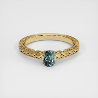 0.82 Ct. Greyish Blue Sapphire Ring, 14K Yellow Gold 1
