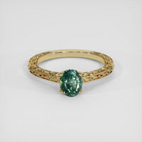 1.23 Ct. Bluish Green Sapphire Ring, 14K Yellow Gold 1