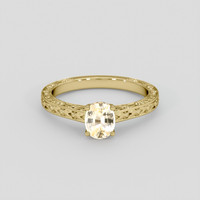 1.13 Ct. Peach Sapphire Ring, 14K Yellow Gold 1