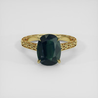 4.10 Ct. Green Sapphire Ring, 14K Yellow Gold 1