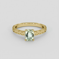 1.32 Ct. Yellowish Green Sapphire Ring, 14K Yellow Gold 1