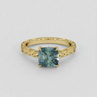3.29 Ct. Bluish Green Sapphire Ring, 14K Yellow Gold 1