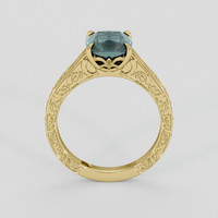 3.29 Ct. Bluish Green Sapphire Ring, 14K Yellow Gold 3