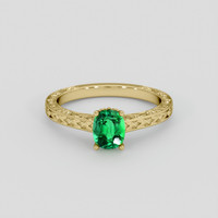 1.06 Ct. Emerald Ring, 18K Yellow Gold 1