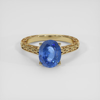 3.77 Ct. Blue Sapphire Ring, 18K Yellow Gold 1