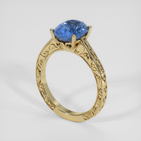 3.77 Ct. Blue Sapphire Ring, 18K Yellow Gold 2