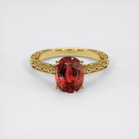 3.04 Ct. Padparadscha Sapphire Ring, 18K Yellow Gold 1