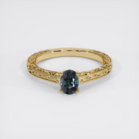 1.00 Ct. Bluish Green Sapphire Ring, 18K Yellow Gold 1