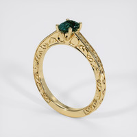 1.00 Ct. Bluish Green Sapphire Ring, 18K Yellow Gold 2