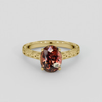 3.20 Ct. Pinkish Brown Sapphire Ring, 18K Yellow Gold 1