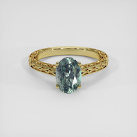 1.98 Ct. Bluish Green Sapphire Ring, 18K Yellow Gold 1