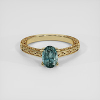 1.44 Ct. Greenish Blue Sapphire Ring, 18K Yellow Gold 1