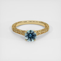 1.11 Ct. Bluish Green Sapphire Ring, 18K Yellow Gold 1