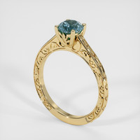 1.11 Ct. Bluish Green Sapphire Ring, 18K Yellow Gold 2