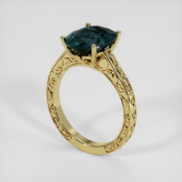 4.35 Ct. Bluish Green Sapphire Ring, 18K Yellow Gold 2