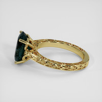 4.35 Ct. Bluish Green Sapphire Ring, 18K Yellow Gold 4