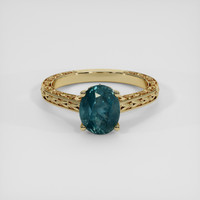 2.52 Ct. Greenish Blue Sapphire Ring, 18K Yellow Gold 1