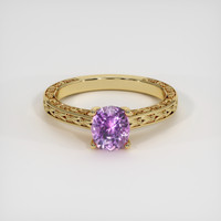 1.10 Ct. Purplish Pink Sapphire Ring, 18K Yellow Gold 1