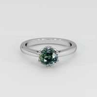 1.55 Ct. Bluish Green Sapphire Ring, Platinum 950 1