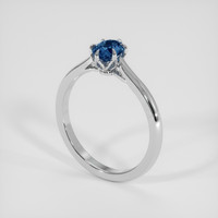 0.65 Ct. Greenish Blue Sapphire Ring, 14K White Gold 2
