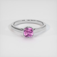 0.88 Ct. Pink Sapphire Ring, 18K White Gold 1