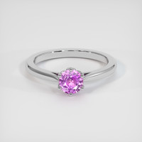 0.89 Ct. Pink Sapphire Ring, 18K White Gold 1