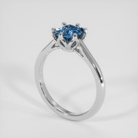 1.27 Ct. Greyish Blue Sapphire Ring, 18K White Gold 2