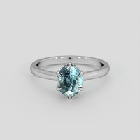 1.88 Ct. Greenish Blue Sapphire Ring, 18K White Gold 1