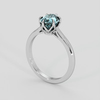1.88 Ct. Greenish Blue Sapphire Ring, 18K White Gold 2