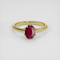1.03 Ct. Pinkish Red Ruby Ring, 14K Yellow Gold 1