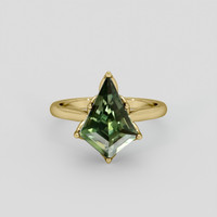 4.09 Ct. Brownish Green Sapphire Ring, 14K Yellow Gold 1