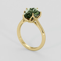 4.09 Ct. Brownish Green Sapphire Ring, 14K Yellow Gold 2