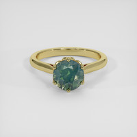 2.49 Ct. Bluish Green Sapphire Ring, 14K Yellow Gold 1