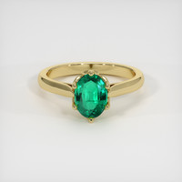 1.03 Ct. Emerald Ring, 18K Yellow Gold 1