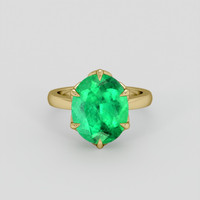 4.92 Ct. Emerald Ring, 18K Yellow Gold 1