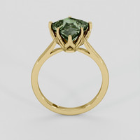 4.09 Ct. Brownish Green Sapphire Ring, 18K Yellow Gold 3