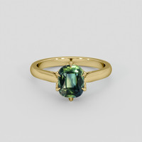 2.02 Ct. Bluish Green Sapphire Ring, 18K Yellow Gold 1