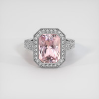 8.46 Ct. Peach Sapphire Ring, 14K White Gold 1