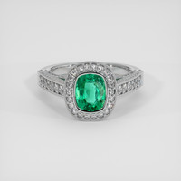 1.06 Ct. Emerald Ring, 18K White Gold 1