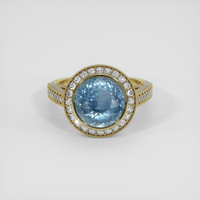 6.99 Ct. Greyish Blue Sapphire Ring, 18K Yellow Gold 1
