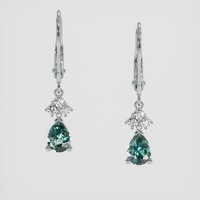 <span>1.54</span>&nbsp;<span class="tooltip-light">Ct.Tw.<span class="tooltiptext">Total Carat Weight</span></span> Bluish Green Sapphire Earrings, 14K White Gold 1