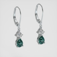 <span>1.54</span> <span class="tooltip-light">Ct.Tw.<span class="tooltiptext">Total Carat Weight</span></span> Bluish Green Sapphire Earrings, 14K White Gold 3