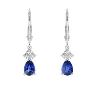 1.68 Ct.Tw. Blue Sapphire Earrings, 14K White Gold 1