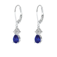 1.68 Ct.Tw. Blue Sapphire Earrings, 14K White Gold 3